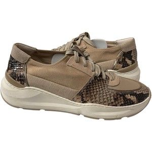 Naturalizer Women's 27 EDIT BEV Lace Up Sneakers Beige/Snake UIL368519 Size 8.5